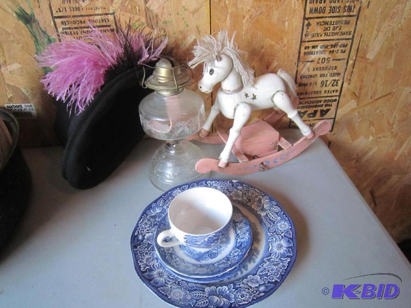 Music box, Liberty dishes, hat, lantern