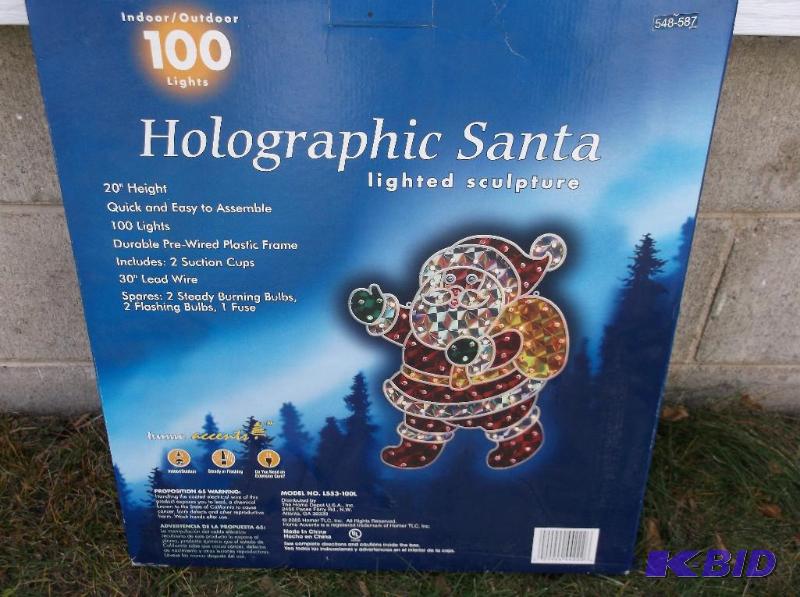 lot 25 image: Holographic lighted Santa 20" H new in b...