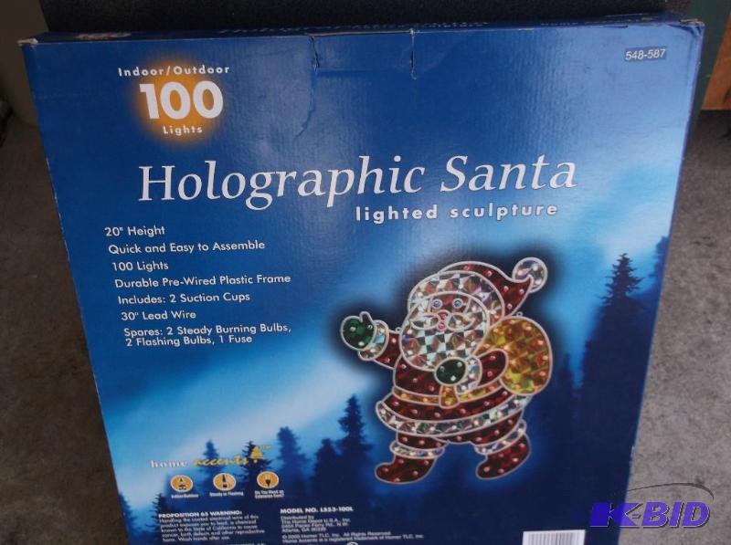 lot 26 image: Holographic lighted Santa 20" H new in b...