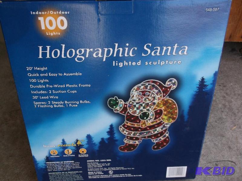 lot 27 image: Holographic lighted Santa 20" H new in b...