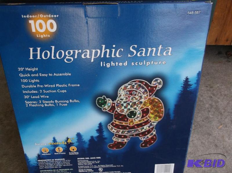 lot 28 image: Holographic lighted Santa 20" H new in b...