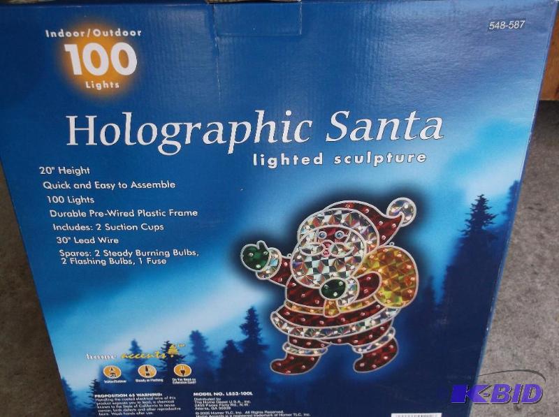 lot 29 image: Holographic lighted Santa new in box....