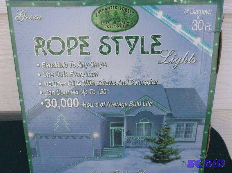 lot 34 image: Green rope style lights 12" x 360"...