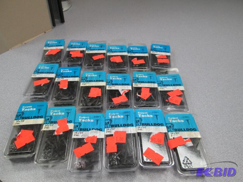 Qty 18 Bulldog carpet tacks size 14 x 34...