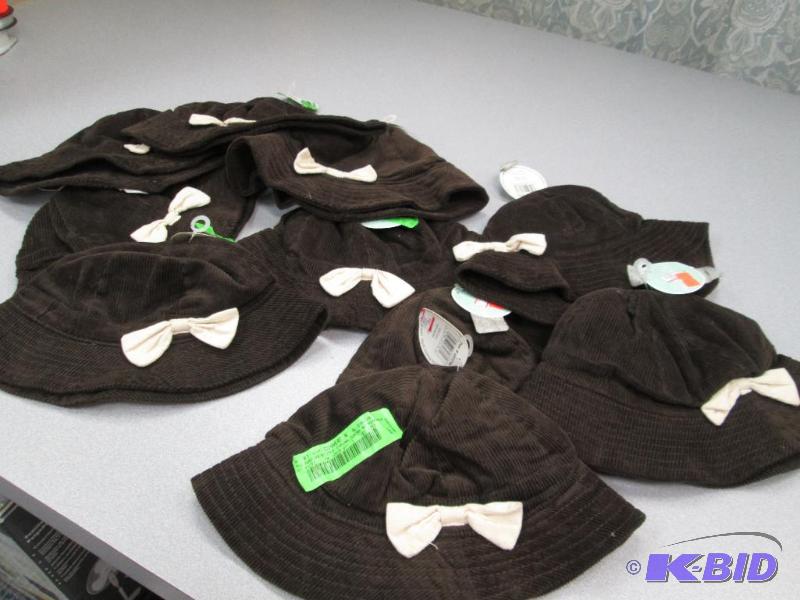 Qty 10 Little girls hat brown with a off whit...