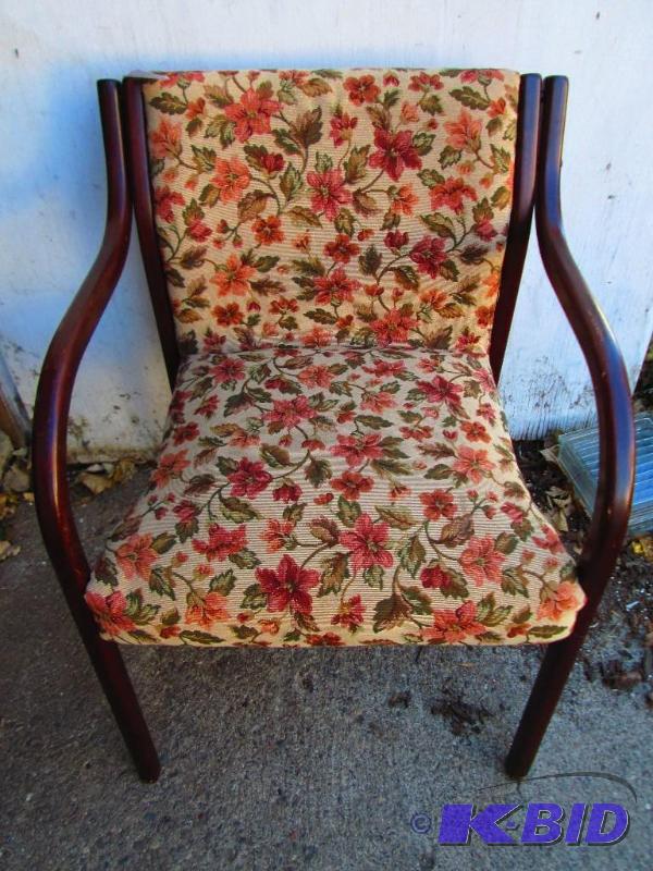 Flower upholstered wood frame chair...