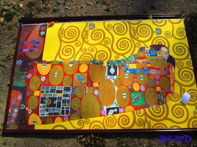 lot 14 image: 3 x 5 foot wall art, top of frame needs to be...