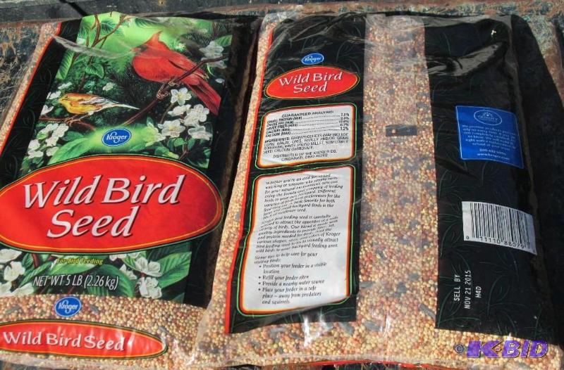 lot 173 image: Lot of 2 bags, 5 pounds each, birdseed, dated...