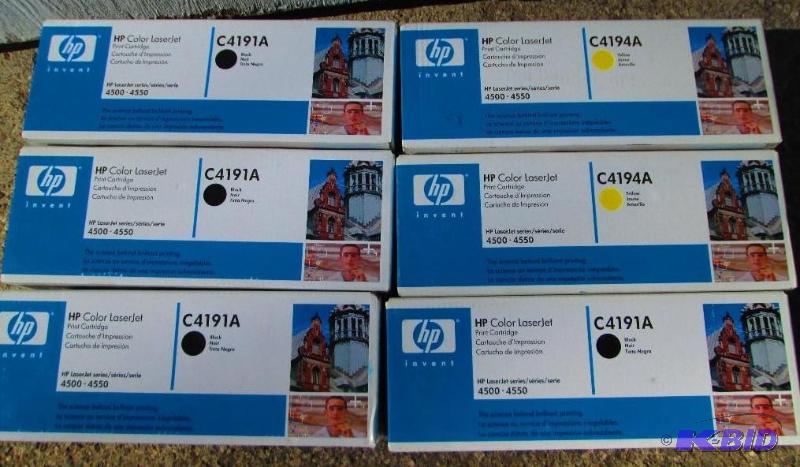 lot 19 image: Lot of black and yellow HP C4191A toner for C...