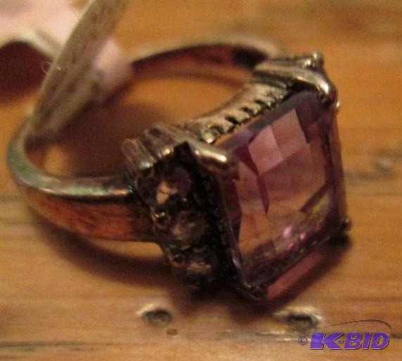 lot 32 image: Amythest ring with sterling silver...