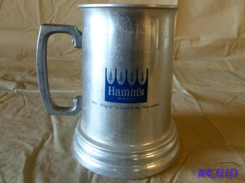 Vintage Hamms aluminum beer mug with see thr...