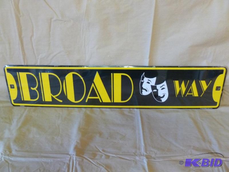 Broad Way embossed metal sign that measures 5...