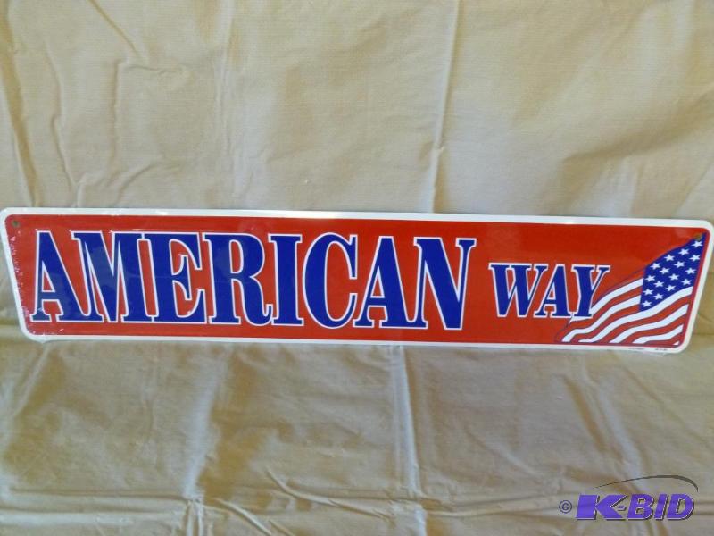 American Way embossed metal sign that measure...