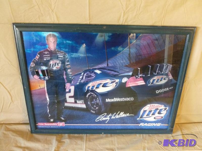 Large Miller Lite - Rusty Wallace Racing wood...