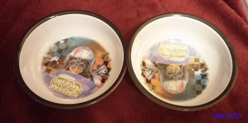 LOT OF 2 STAR WARS KIDS CEREAL BOWLS WITH ANA...