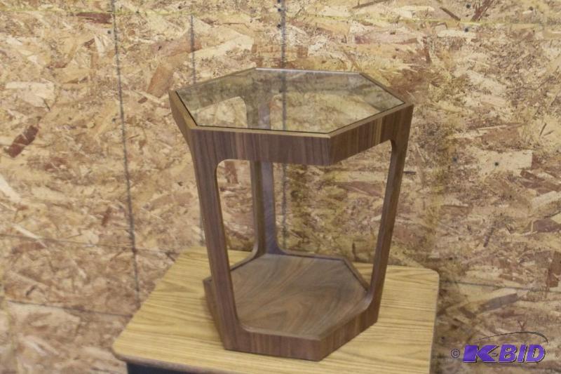 Abbyson Living Marquis Glass Walnut End Table