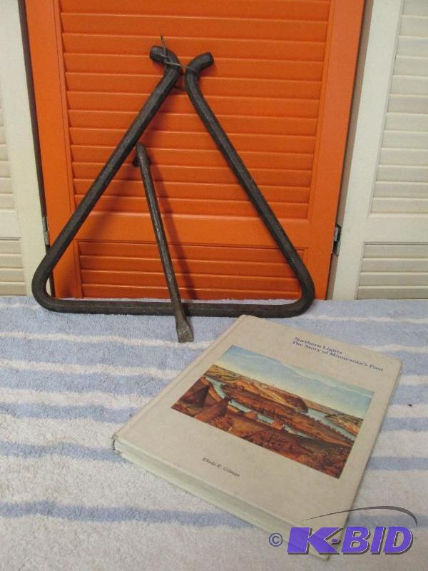 lot 108 image: Vintage, Antique Triangle w Ringer & Book