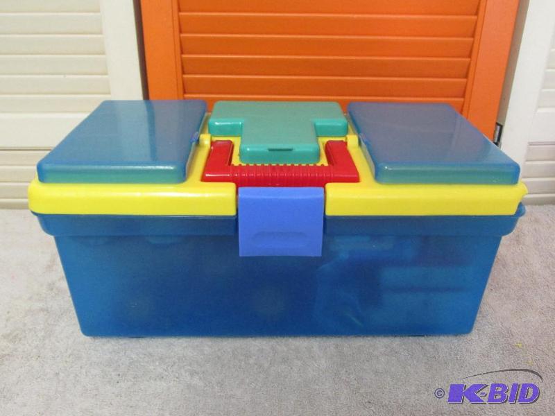 lot 58 image: Nice Red, Yellow, and Blue Carrying Case for Kids (or old kids)