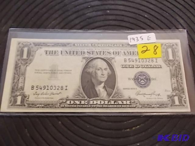 lot 18 image: 1935 E Series One Dollar Silver Certificate...