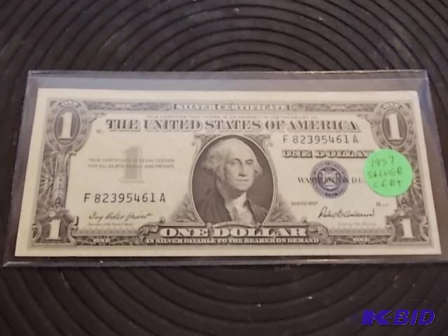 lot 19 image: 1957 One Dollar Silver Certificate...