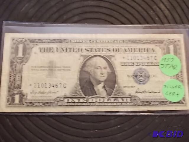 lot 21 image: 1957 Star Series One Dollar Silver Certificat...