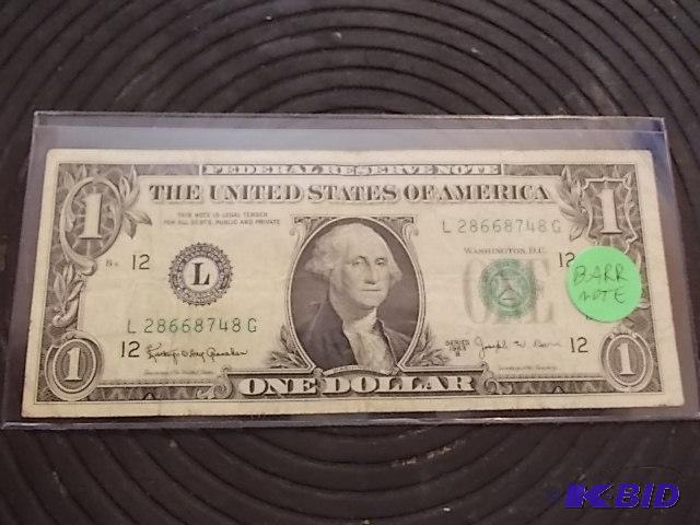 lot 22 image: 1963 B Series One Dollar Bar Note...