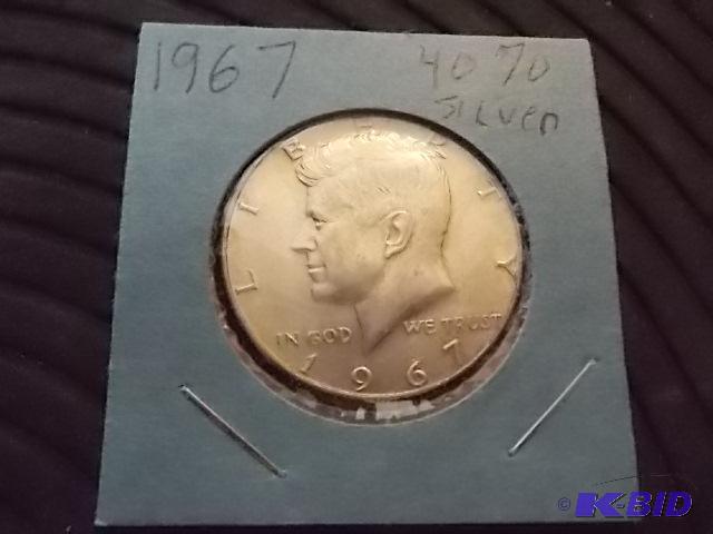 lot 34 image: 1967 JFK Half Dollar 40% Silver...