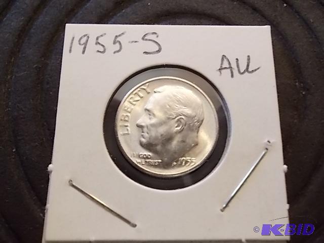 lot 42 image: 1955 S Roosevelt Dime...