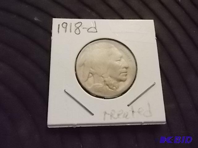 lot 46 image: 1918 D Buffalo Nickel - Treated...