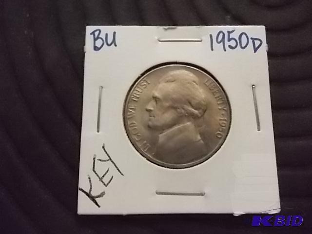 lot 47 image: 1950 D Jefferson Nickel (Key Date)...