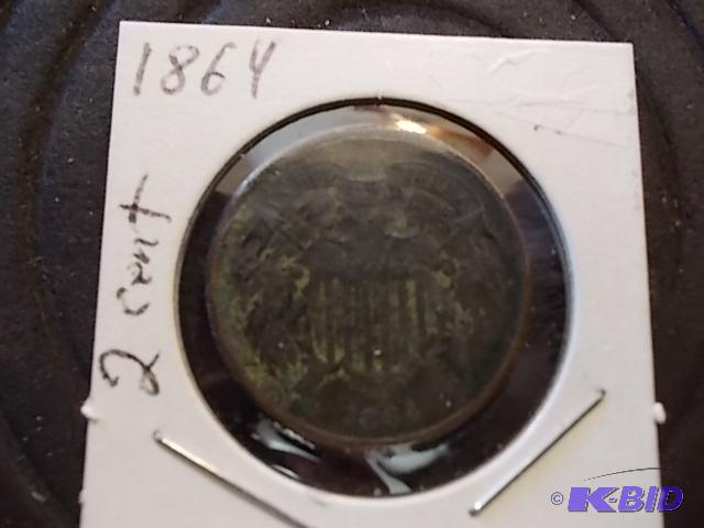 lot 50 image: 1864 Two Cent Piece...