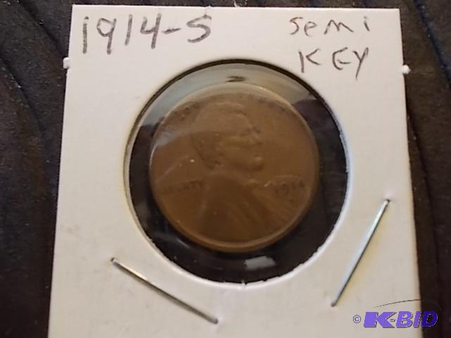lot 53 image: 1914 S Lincoln Penny (Semi Key)...