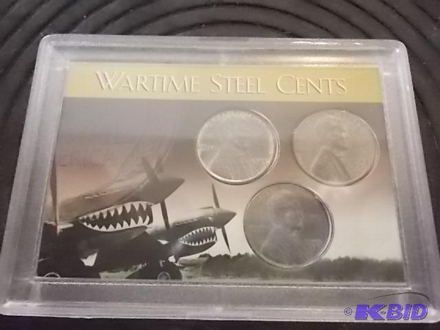 lot 60 image: War Time Steel Cents In Collector Case...