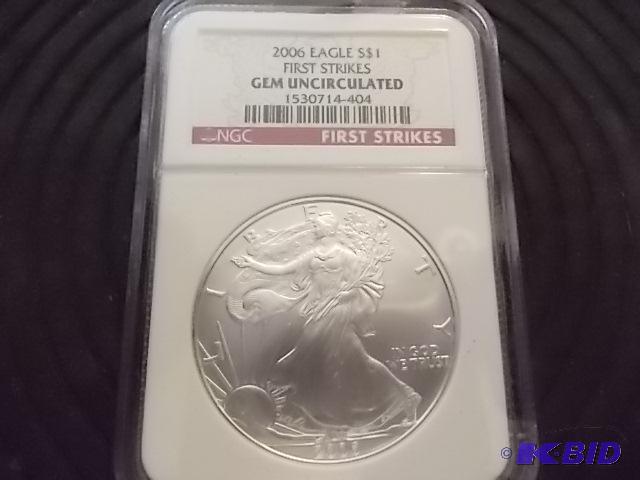 lot 68 image: 2000 Silver Eagle One Dollar Gem Uncirculated...