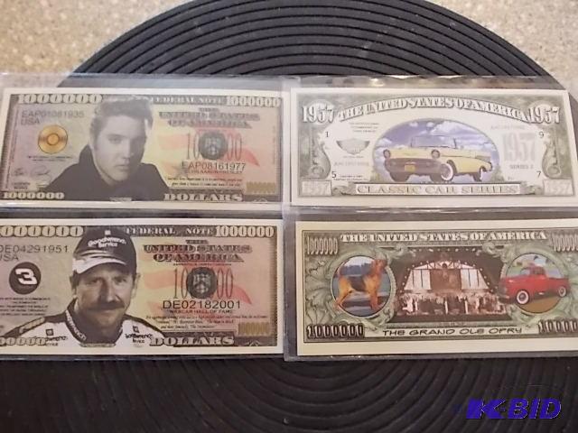 lot 83 image: 4-Assorted Million Dollar Novelty Bills (Dale...