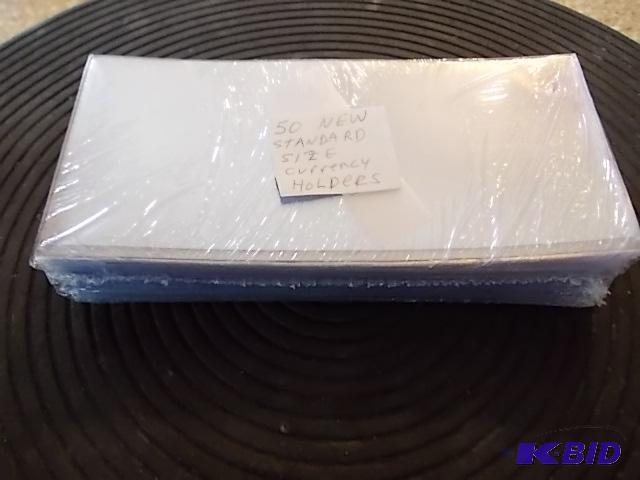 lot 94 image: 50-NEW Standard Size Transparent Currency Hol...