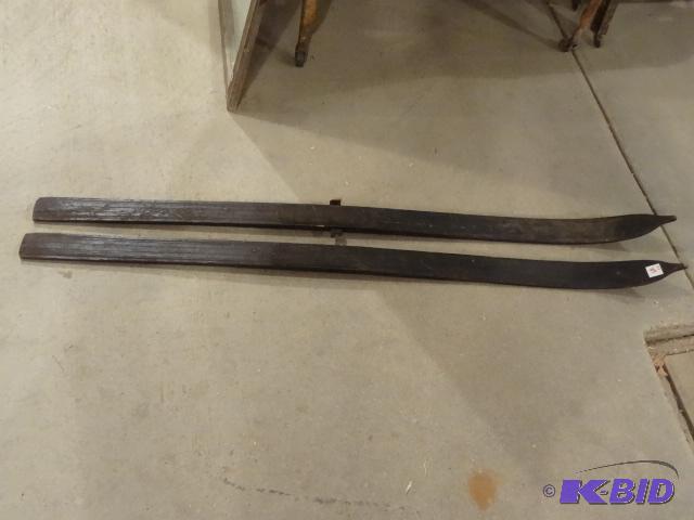 2 Vintage Wood Skis...