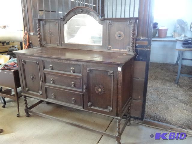 Antique Wood Buffet 3 Drawer and 2 Doors. One...