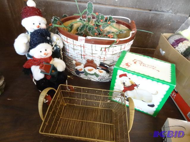 Bobble Head Dog. Snowmen in a Sleigh. Wicker ...