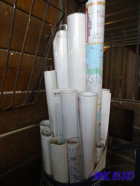Box Full of Wall Hanging Street Maps, Lots of...