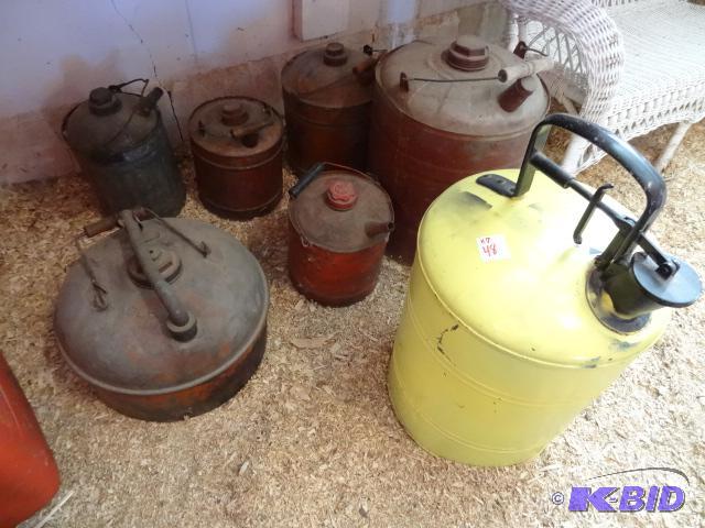 7 Vintage Metal Gas Cans...