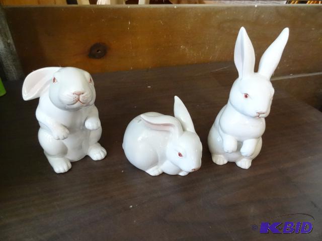 3 Decorative Ceramic Bunnies...