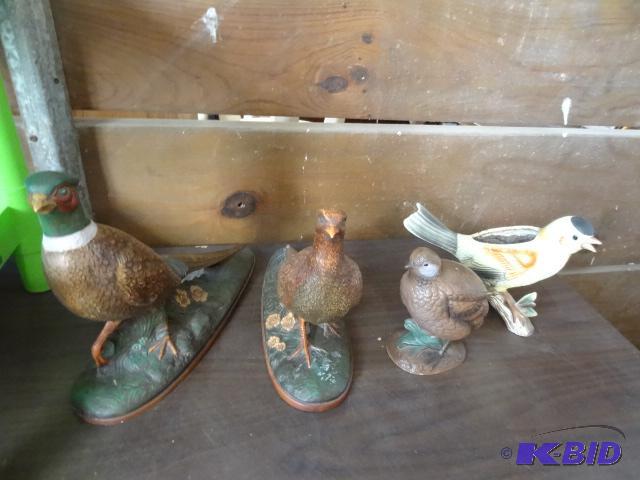 2 Ceramic Pheasants 1 Quail, Enesco Song Bird...