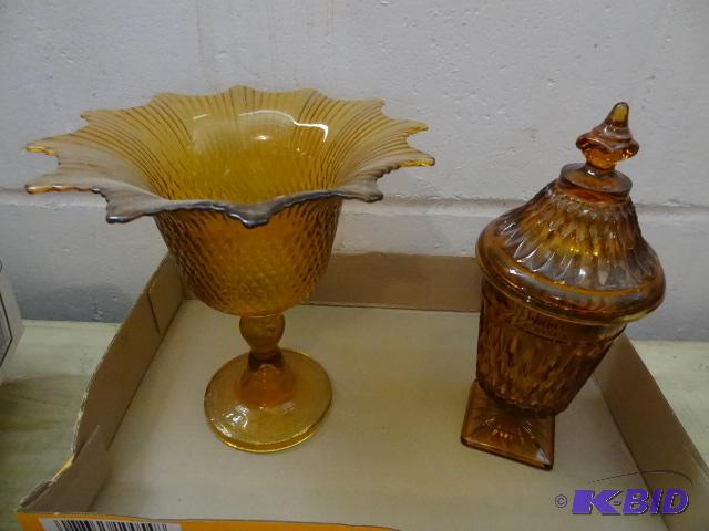 2 Yellow Glass Dishes, Very Unique...