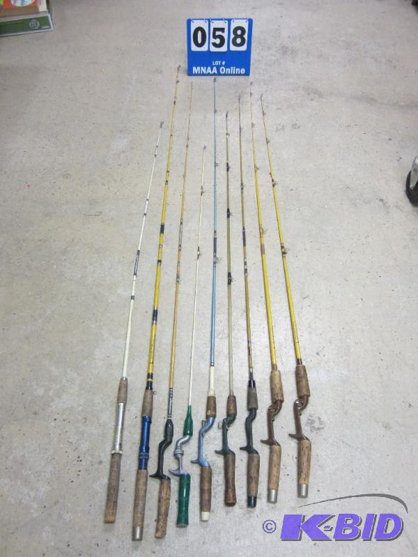 lot 00058 image: 9 Fishing Rods - Zebco, Hedden, Shakespeare & Eagle Claw