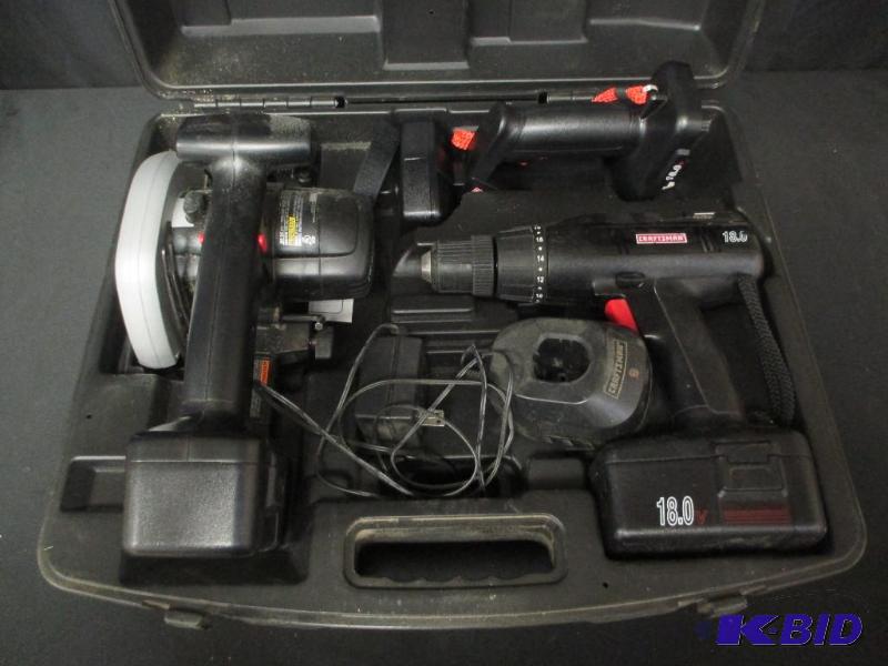 lot 63 image: Craftsman 18V Cordless 3 Piece Tool Set