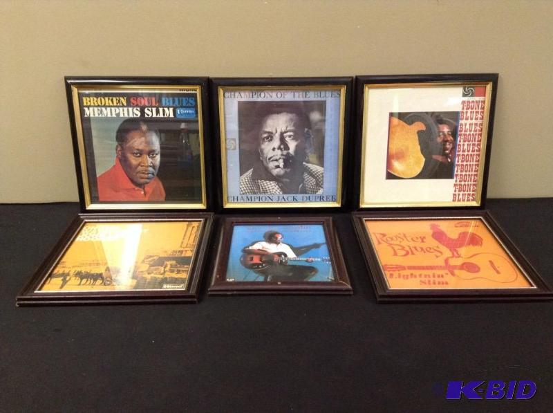 lot 126 image: 6 Framed Jazz Record Covers