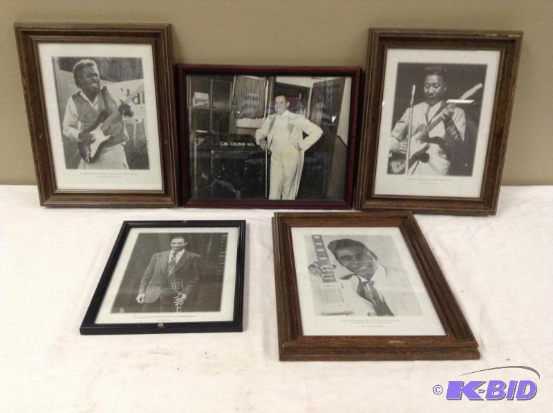lot 130 image: 5 Framed Images of JazzBlues Musicians