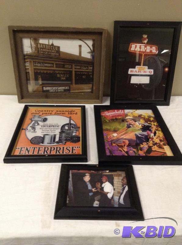 lot 131 image: 5 Framed BBQ & Advertising Images