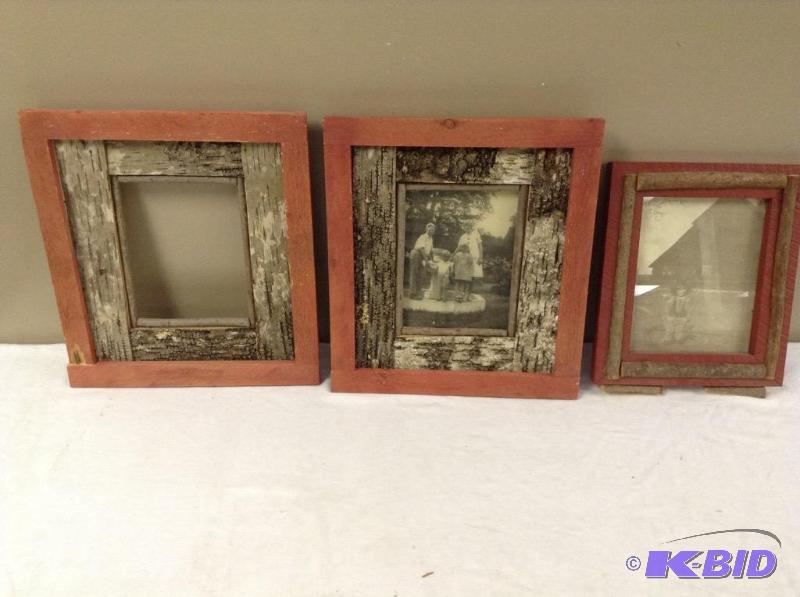 lot 137 image: 3 Rustic Wooden Picture Frames